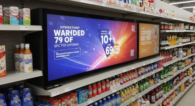 Sträckta LCD-skärmar för snabbköp och livsmedelsbutiker