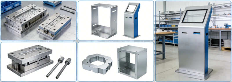 OEM kiosk manufacturing services showing custom sheet metal tooling and enclosure engineering